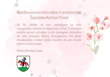 čestitka 30 jubilej Karitas 